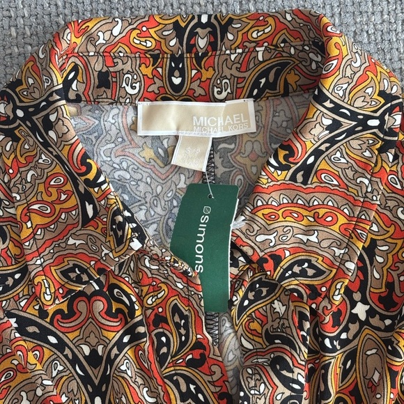 MICHAEL KORS Paisley Snap-Front Midi Dress Size Small — NOT OUTLET BNWT - Picture 15 of 16